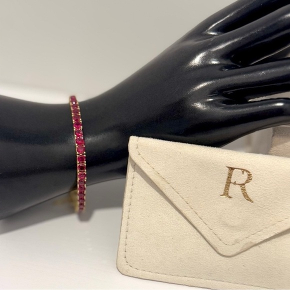 Freida Rothman Midnight Tri-Tone Twilight 14K Gold Tennis Bracelet Ruby Red - Picture 8 of 14